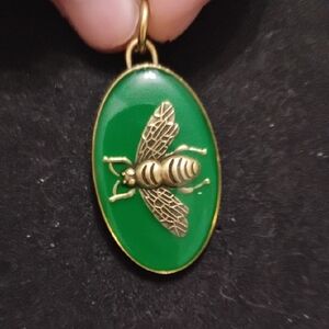 Upcycled Green and Gold Bee Charm